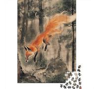 Forest Fox Jigsaw Puzzle 1000 Piece Jigsaw Puzzle Paper for Adults Forest Scene 38x26cm/1000pcs