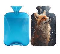 Forest Fox Snowflake Hot Water Bottle with Cover, 2L Hot Water Bag for Pain Relief, Neck Soft and Shoulder, Hand Feet Warmer, Hot and Cold Compress for Adult Kids