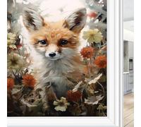 Forest Fox Window Film Privacy Rustic Floral Botanical Red Animal Window Clings for Glass Decorative Stickers Static Cling Sun Blocking Coverings 60x90 cm