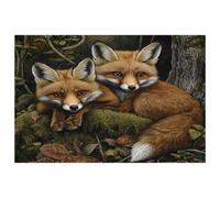 Forest Foxes Placemats, Set of 6 Table Mats for Dining Tables, 12×18 Inches Anti-Skid Heat Resistant Kitchen Table Place Mats