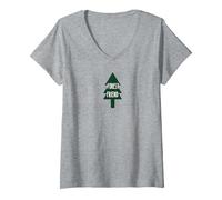 Forest Friend Eco Nature Lover Pine Tree V-Neck T-Shirt, Women, Heather Grey, XXL
