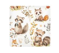 Forest Friends Bear Fox Camera Wrap Cloth, Squares Magic Self-Adhesive Cloth for Lens Camera Anti-Scratch Lens Protector Makeup Wrap Cloth Bag 13.8" x 13.8"