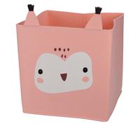 Forest Friends Toy Storage Basket Storage Box | Childrens Woodland Animal Storage Basket | Foldable Square Fabric Storage Cube For Kids - Pink Owl