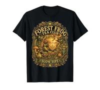 Forest Frog Tea Club Slow Sips Cozy Nature Tea Lover Vintage Value Graphic T-Shirt, Men, Black, XL