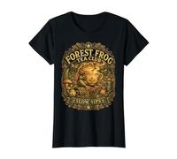 Forest Frog Tea Club Slow Sips Cozy Nature Tea Lover Vintage Value Graphic T-Shirt, Women, Black, M