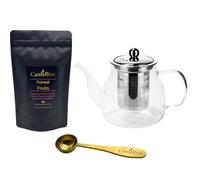 Forest Fruits Loose Leaf Tea Gift Set with Heat Resistant Teapot, Tea Measuring Spoon