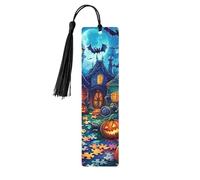 Forest Full Moon Monster Skeleton Double-Sided Printed Wooden Bookmarks 5pcs, Women Presents for Book Lovers Cool Notebook Accessories Birthday Presents for Men(5 Piece Set)