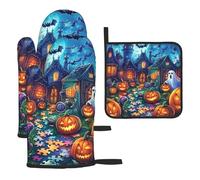 Forest Full Moon Monster Skeleton Heat Resistant Colorful Kitchen Gloves Hot Pads, Cute Baker Stuff, Kitchen Gifts For Cooking Lover Cooks Mom