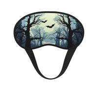 Forest Full Moon Sleep Mask for Women Men Soft Blackout Eye Mask | Halloween Bat Eye Cover for Sleeping Adjustable Strap Travel Blindfold for Home Office