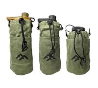 Forest Fundamentals Insulated Bottle Bag Pouch | Compatible with Grayl® Water Filters, 32oz Wide Mouth Bottles & Nesting Cups | Handmade Waxed Cotton Canvas & English Boiled Wool