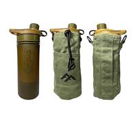 Forest Fundamentals Insulated Bottle Bag Pouch | Compatible with Grayl® Water Filters, 32oz Wide Mouth Bottles & Nesting Cups | Handmade Waxed Cotton Canvas & English Boiled Wool (GeoPress)