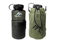 Forest Fundamentals Insulated Bottle Bag Pouch | Compatible with Grayl® Water Filters, 32oz Wide Mouth Bottles & Nesting Cups | Handmade Waxed Cotton Canvas & English Boiled Wool (32oz Bottle & Cup)