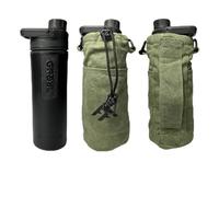 Forest Fundamentals Insulated Bottle Bag Pouch | Compatible with Grayl® Water Filters, 32oz Wide Mouth Bottles & Nesting Cups | Handmade Waxed Cotton Canvas & English Boiled Wool (UltraPress)