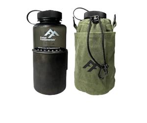 Forest Fundamentals Insulated Bottle Bag Pouch | Compatible with Grayl® Water Filters, 32oz Wide Mouth Bottles & Nesting Cups | Handmade Waxed Cotton Canvas & English Boiled Wool (32oz Bottle & Cup)