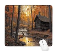 Forest Gaming Mouse Pad, River Mouse Pad 320x260x3mm Mousepad Small Size Stitched Edge, Waterproof Non-Slip Rubber Base Mousemat Improves Accuracy and Speed, Desk Mat Laptop for Office and Home D-405