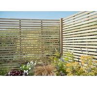 Forest Garden 1.8M X 1.5M Pressure Treated Contemporary Slatted Fence Panel - Pack Of 5