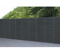 Contemporary Double Slatted Fence Panel 1.8m x 1.8m - Pack of 4 - Treated Anthracite Grey - Forest Garden