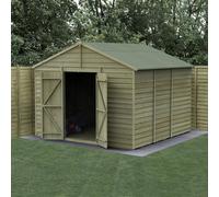 Forest Garden 10X10 4Life Apex Shed Shed 25Yr Guarantee Overlap Pressure Treated- Double Door - No Windows