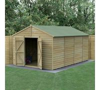 Forest Garden 10X15 4Life Apex Shed 25Yr Guarantee Overlap Pressure Treated- Double Door - No Windows