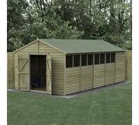 Forest Garden 10X20 4Life Apex Shed 25Yr Guarantee Overlap Pressure Treated- Double Door - 8 Windows