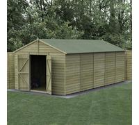 Forest Garden 10X20 4Life Apex Shed 25Yr Guarantee Overlap Pressure Treated - Double Door - No Windows