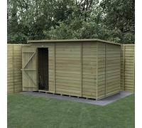 Forest Garden 10X6 4Life Pent Shed 25Yr Guarantee Overlap Pressure Treated - Single Door - No Windows