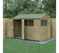 Forest Garden 4LIFE Reverse Apex Shed 10x6 2 Door 4 Windows, Brown
