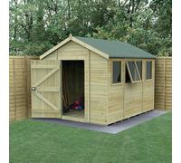 Forest Garden 10X8 Apex Shed Timberdale 25Yr Guarantee Tongue And Groove Pressure Treated- Four Windows