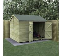 Forest Garden 10X8 Reverse Apex Shed Timberdale 25Yr Guarantee Tongue And Groove Pressure Treated No Window - Double Door - With Base