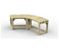 Forest Garden 2 Seater Wooden Garden Firepit Bench - Natural