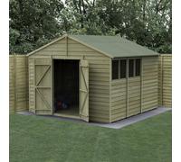 Forest Garden 4Life Apex Shed 10X10 - Double Door - 4 Windows - With Base