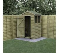 Forest Garden 4X3 4Life Apex Shed 25Yr Guarantee Overlap Pressure Treated - Single Door - 2 Windows - With Base