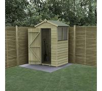 Forest Garden 4X3 Apex Beckwood Shed 25Yr Guarantee Shiplap Pressure Treated - 2 Windows - With Base