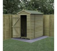 Forest Garden 4X6 4Life Apex Shed 25Yr Guarantee Overlap Pressure Treated - Single Door - No Windows - Base Included