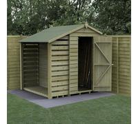 Forest Garden 4X6 4Life Apex Shed 25Yr Guarantee Overlap Pressure Treated - Single Door - No Windows - With Lean-To