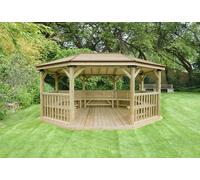 Forest Garden 5.1m Premium Oval Timber Roof Gazebo, Mixed Softwood/Radiata Pine