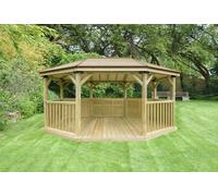 Forest Garden 5.1m Premium Oval Wooden Gazebo with Timber Roof (Installation Included)