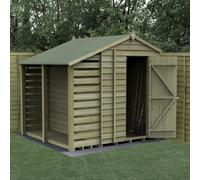 Forest Garden 5X7 4Life Apex Shed 25Yr Guarantee Overlap Pressure Treated- Single Door - No Windows - With Lean-To