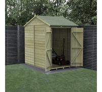Forest Garden 5X7 Reverse Apex Shed Beckwood 25Yr Guarantee Shiplap Pressure Treated - No Windows - Double Door
