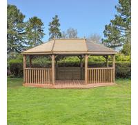 Forest Premium Oval Timber Roof Gazebo - 6m Treated Timber (Installed)