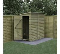 Forest Garden 6X3 4Life Pent Shed 25Yr Guarantee Overlap Pressure Treated - Single Door - No Windows - With Base
