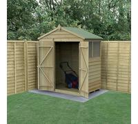 Forest Garden 6X4 4Life Apex Shed 25Yr Guarantee Overlap Pressure Treated - Double Door - 2 Windows