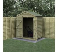 Forest Garden 6X4 4Life Apex Shed 25Yr Guarantee Overlap Pressure Treated - Double Door - No Window