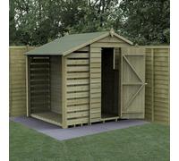 Forest Garden 6X4 4Life Apex Shed 25Yr Guarantee Overlap Pressure Treated - Single Door - 1 Window - With Lean-To
