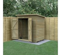 Forest Garden 6X4 4Life Pent Shed 25Yr Guarantee Overlap Pressure Treated - No Windows - Double Door
