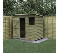 Forest Garden 6X4 4Life Pent Shed 25Yr Guarantee Overlap Pressure Treated - Single Door - 1 Window