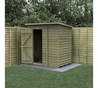 Forest Garden 6X4 4Life Pent Shed 25Yr Guarantee Overlap Pressure Treated - Single Door - No Windows