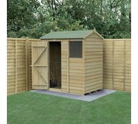Forest Garden 6X4 4Life Reverse Apex Shed 25Yr Guarantee Overlap Pressure Treated - Single Door - 1 Window - Base Included
