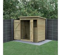 Forest Garden 6X4 Pent Shed Beckwood Shed 25Yr Guarantee Shiplap Pressure Treated - 1 Window - Double Door - Base Included