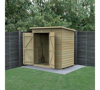 Forest Garden 6X4 Pent Shed Beckwood Shed 25Yr Guarantee Shiplap Pressure Treated - No Windows - Double Door - Base Included
